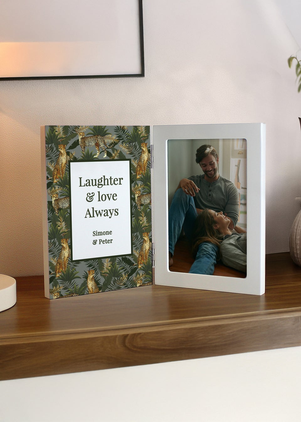 Personalised Memento Company Leopard Print Wooden Hinged 6x4 Photo Frame Multi Colour