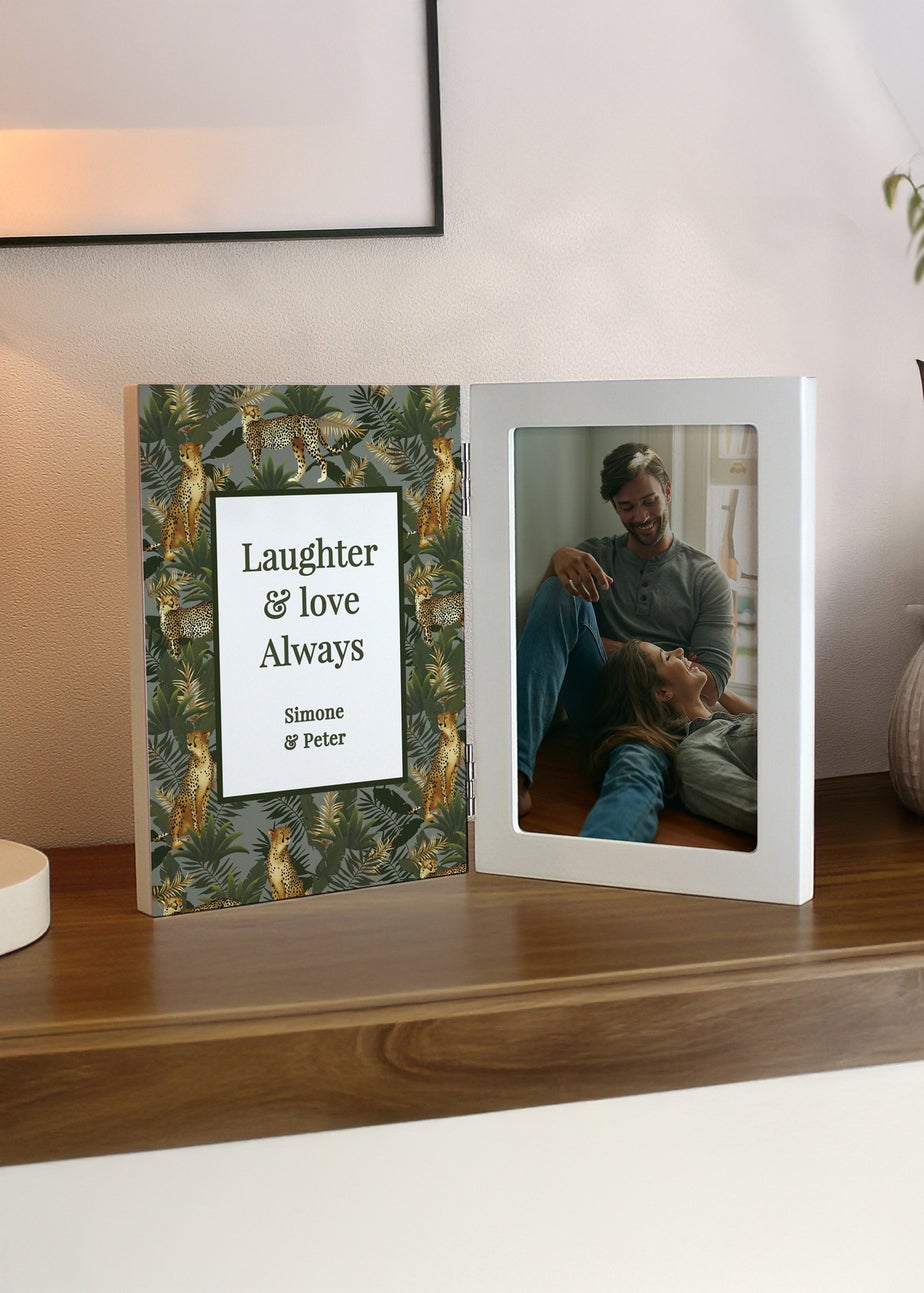 Personalised Memento Company Leopard Print Wooden Hinged 6x4 Photo Frame Multi Colour