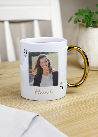 Personalised Memento Company Photo Upload Queen Gold Handle Mug White