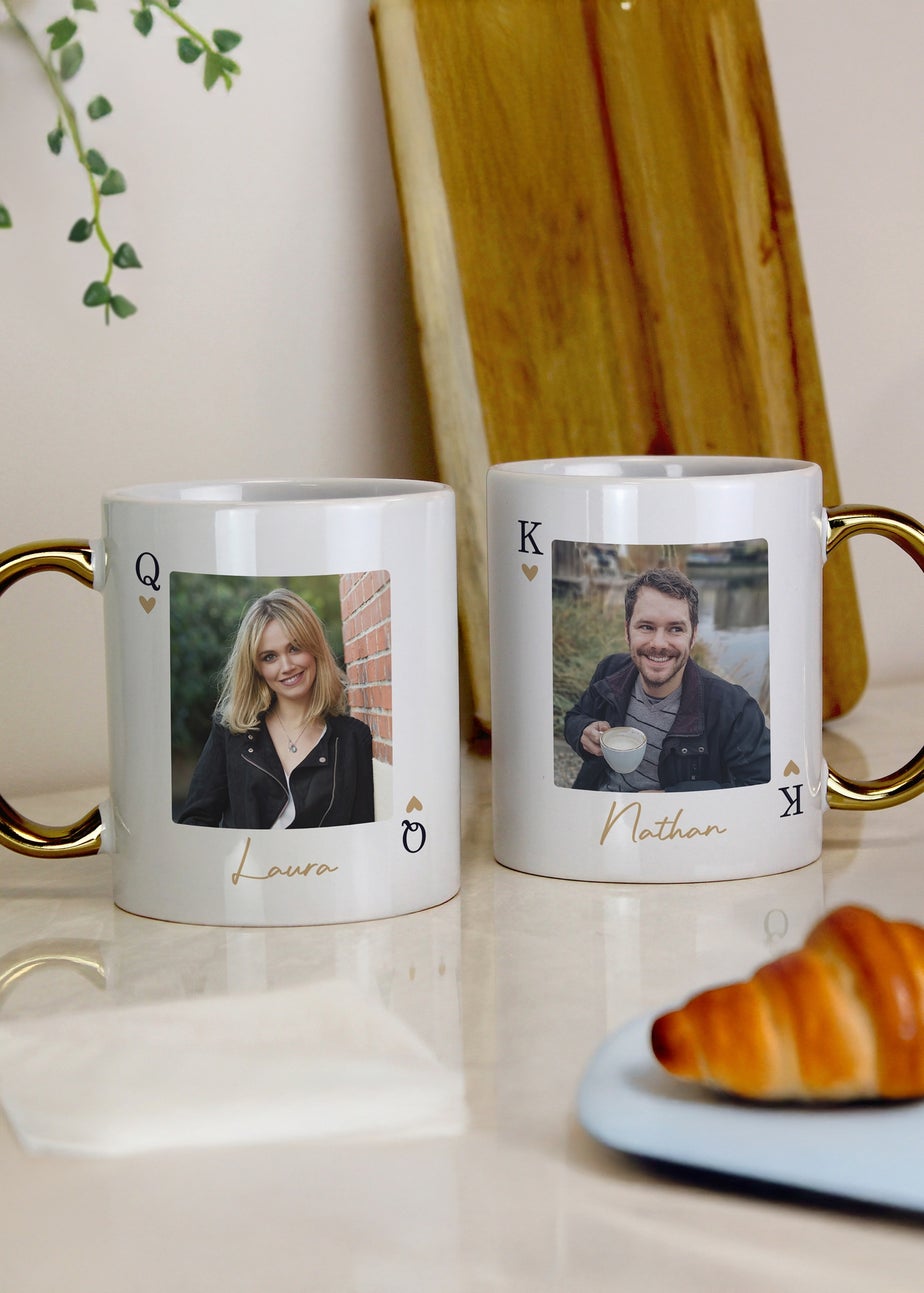 Personalised Memento Company Photo Upload Queen Gold Handle Mug White