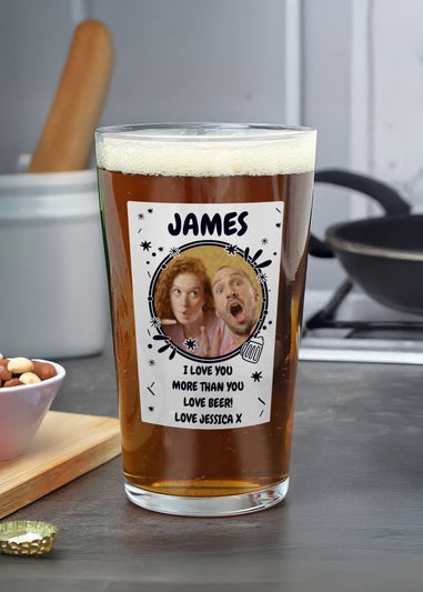 Personalised Memento Company Photo Upload Beer Glass Clear