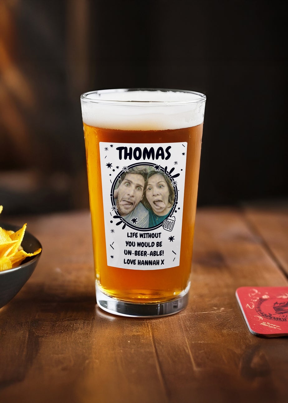 Personalised Memento Company Photo Upload Beer Glass Clear