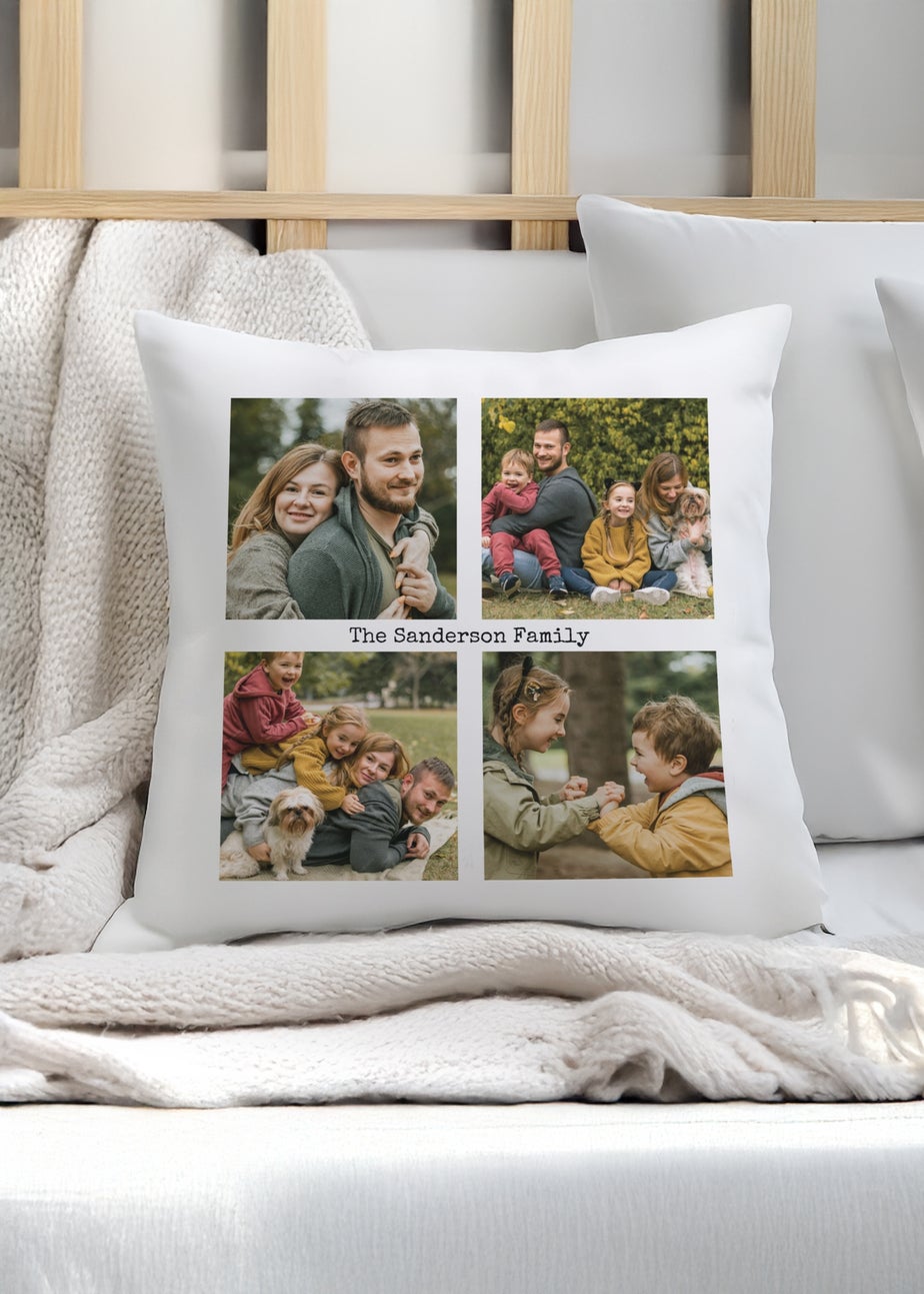 Personalised Memento Company Mutli Photo Upload Cushion & Insert White