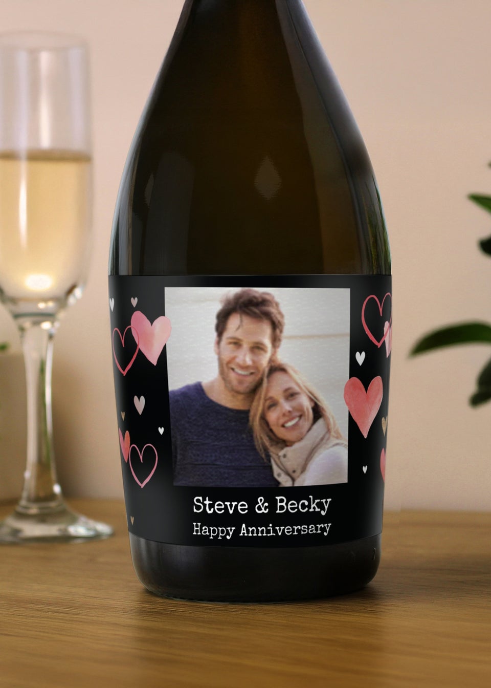 Personalised Memento Company Photo Upload Heart Prosecco Multi Colour