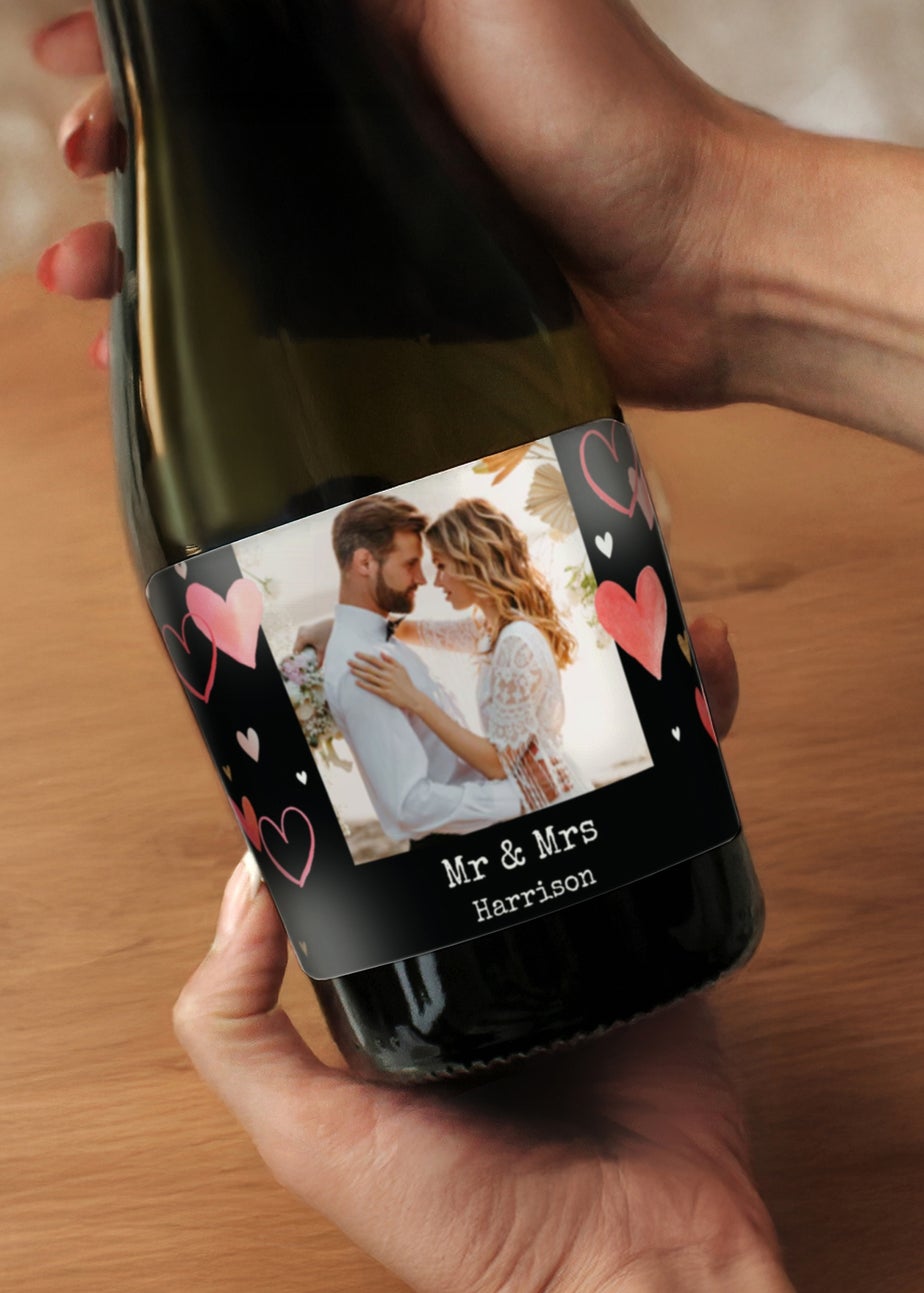Personalised Memento Company Photo Upload Heart Prosecco Multi Colour