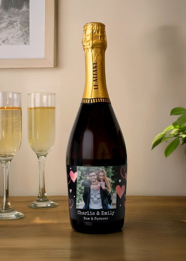 Personalised Memento Company Photo Upload Heart Prosecco Multi Colour