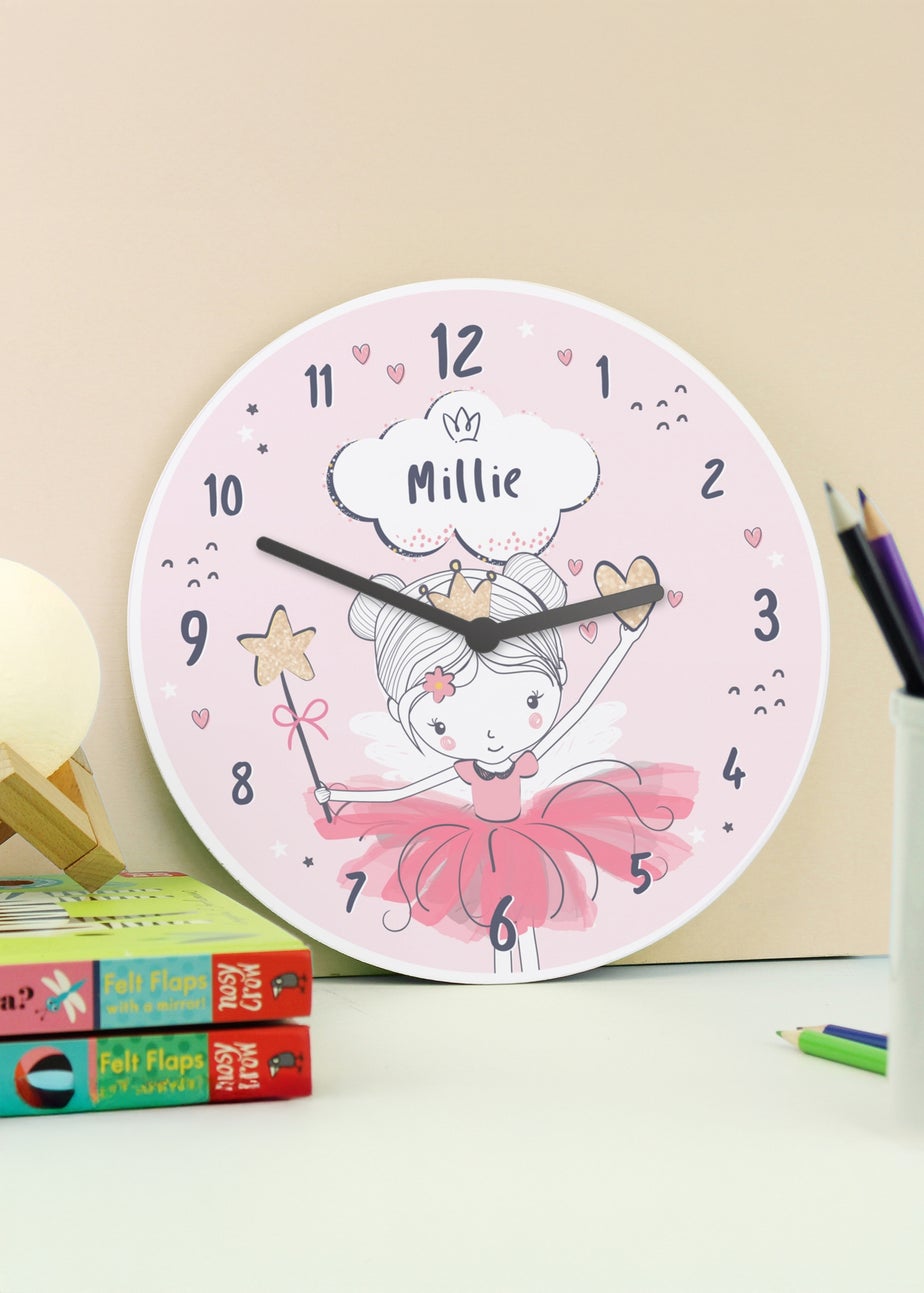 Personalised Memento Company Princess Ballerina Wooden Childrens Clock Multi