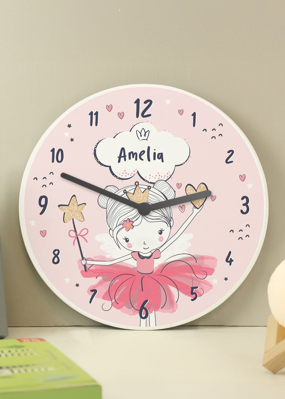Personalised Memento Company Princess Ballerina Wooden Childrens Clock Multi