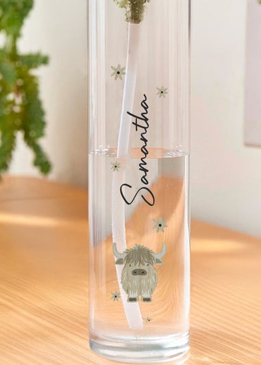 Personalised Memento Company Highland Cow Water Bottle Clear