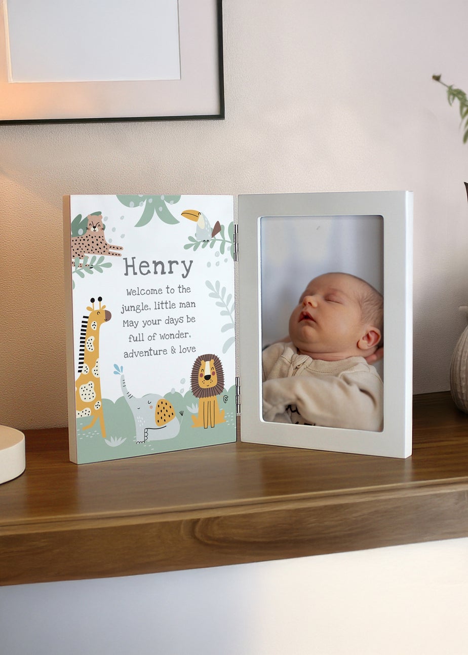 Personalised Memento Company Animals Wooden Hinged 6x4 Photo Frame Multi