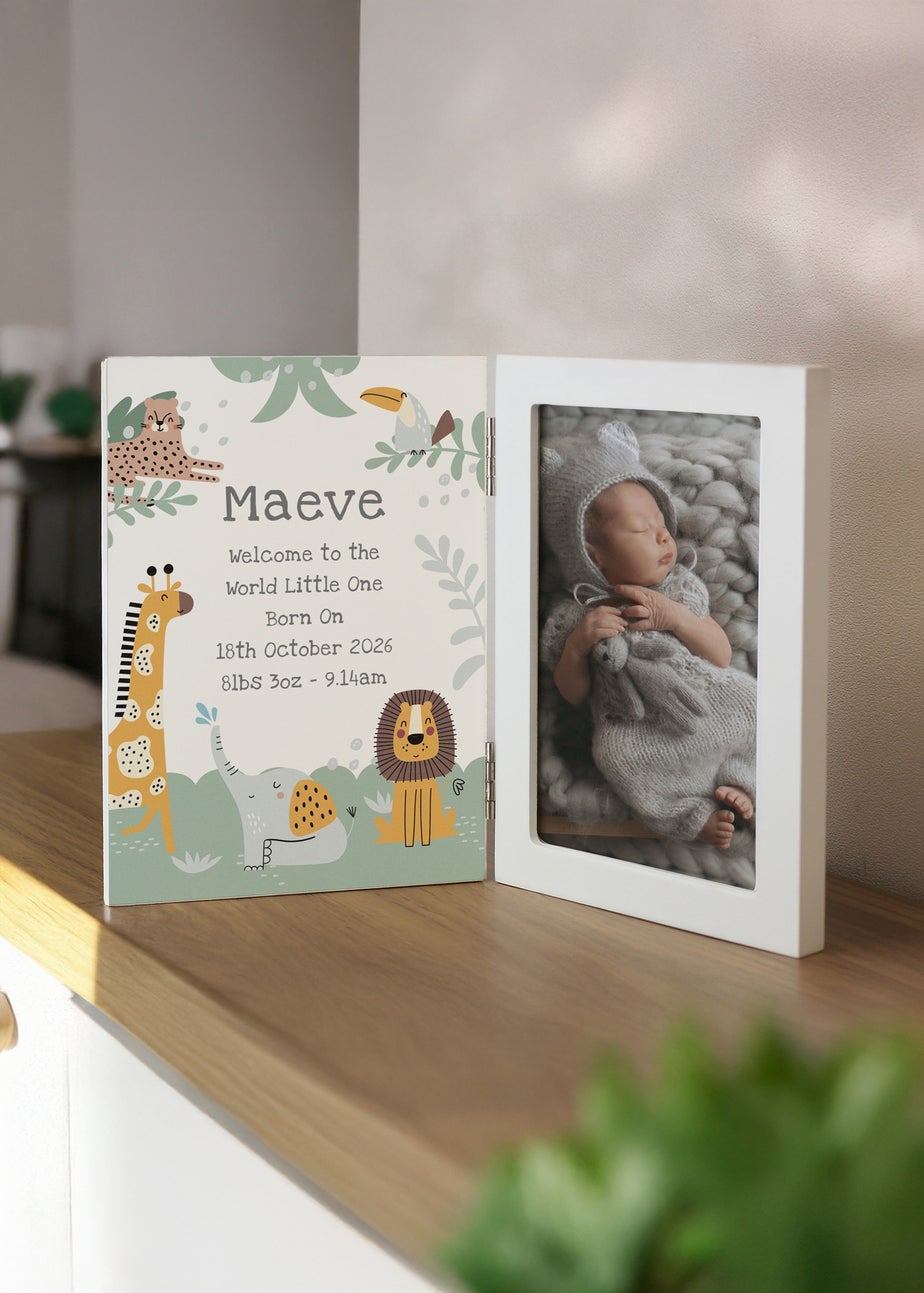 Personalised Memento Company Animals Wooden Hinged 6x4 Photo Frame Multi