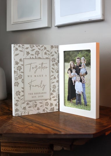 Personalised Memento Company Family Wooden Hinged 6x4 Photo Frame Cream