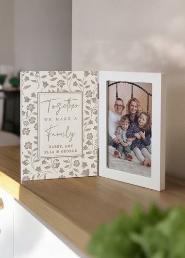 Personalised Memento Company Family Wooden Hinged 6x4 Photo Frame Cream
