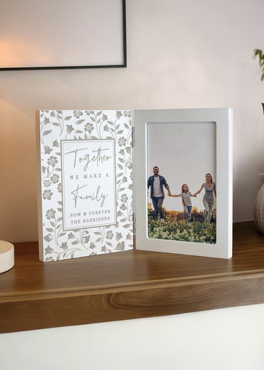 Personalised Memento Company Family Wooden Hinged 6x4 Photo Frame Cream