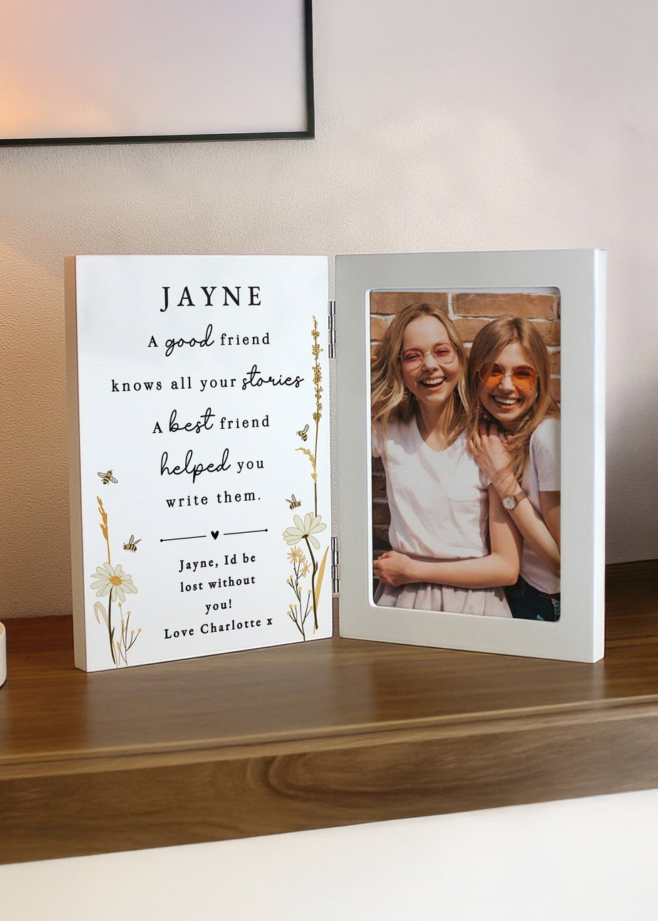 Personalised Memento Company Friend Wooden Hinged 6x4 Photo Frame Cream