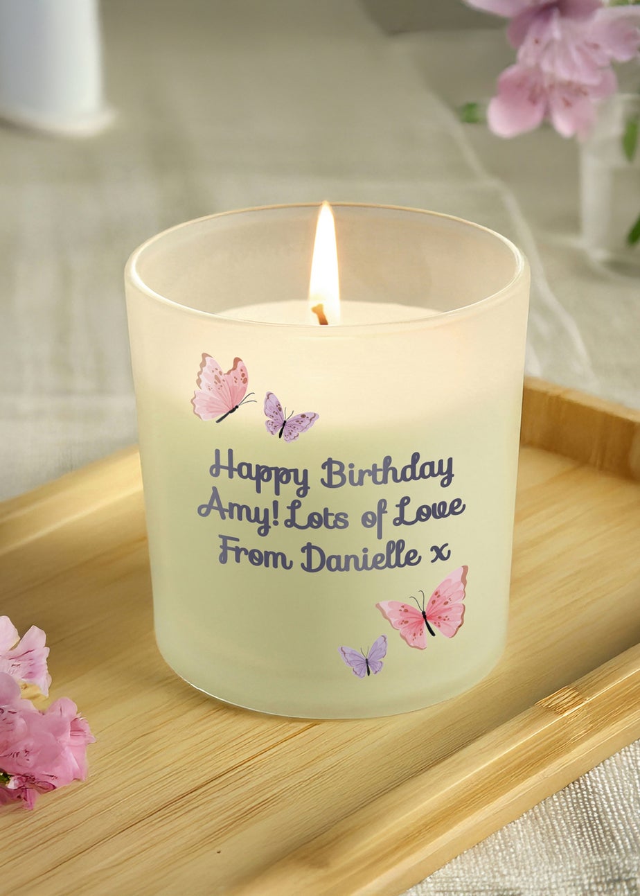 Personalised Memento Company Butterfly Frosted Candle Multi