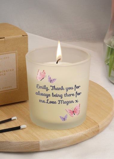 Personalised Memento Company Butterfly Frosted Candle Multi