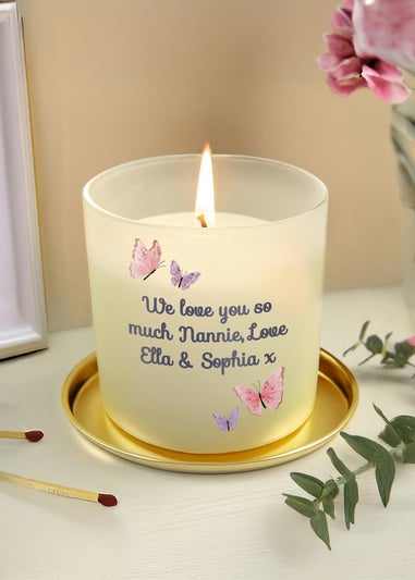 Personalised Memento Company Butterfly Frosted Candle Multi
