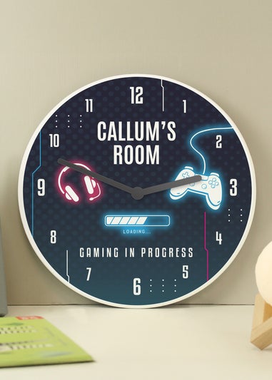 Personalised Memento Company Gaming Wooden Childrens Clock Multi