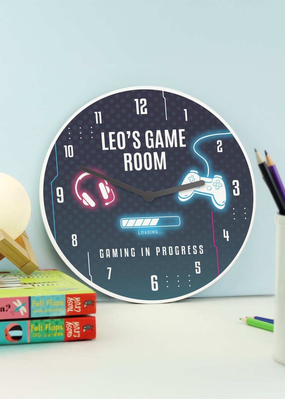 Personalised Memento Company Gaming Wooden Childrens Clock Multi