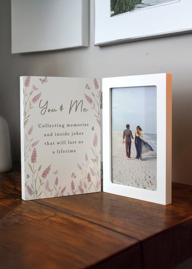 Personalised Memento Company Floral Wooden Hinged 6x4 Photo Frame Cream