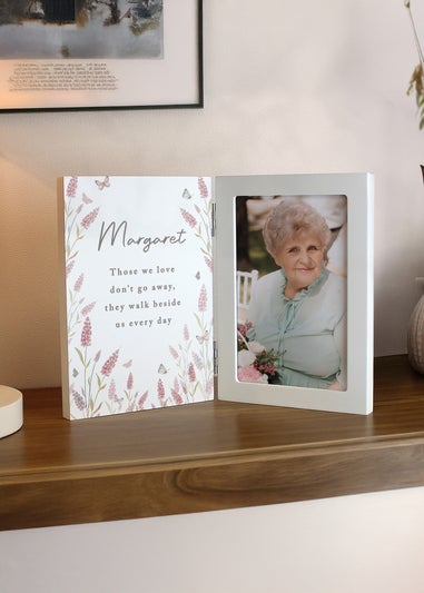 Personalised Memento Company Floral Wooden Hinged 6x4 Photo Frame Cream
