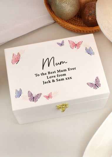 Personalised Memento Company Butterfly Wooden Keepsake Box Multi