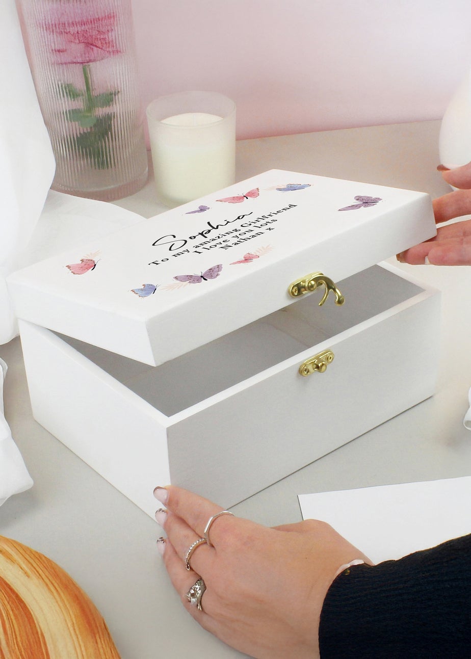 Personalised Memento Company Butterfly Wooden Keepsake Box Multi
