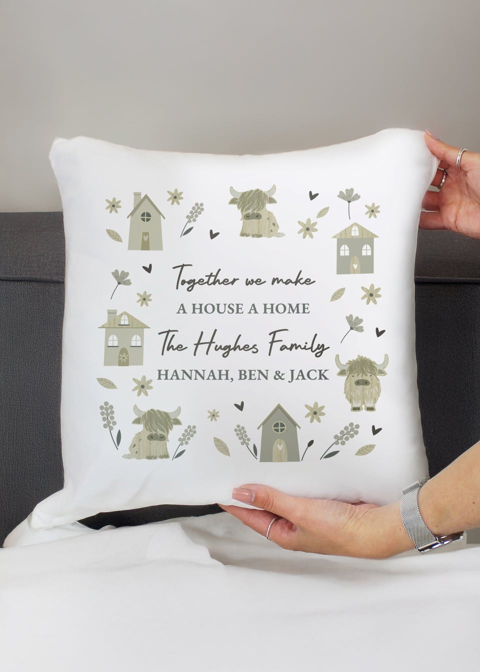 Personalised Memento Company Highland Cow Cushion Multi