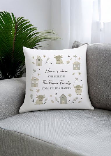 Personalised Memento Company Highland Cow Cushion Multi