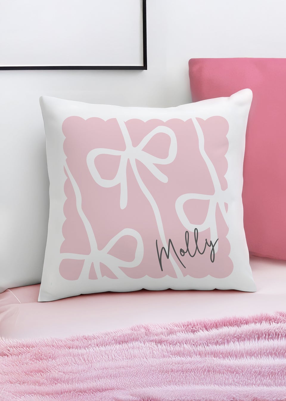 Personalised Memento Company Pink Bow Cushion