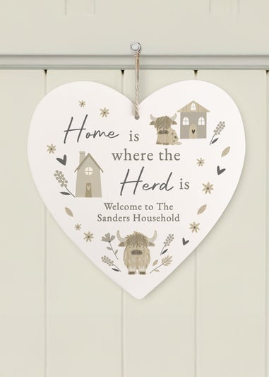 Personalised Memento Company Highland Cow Heart Ornament White