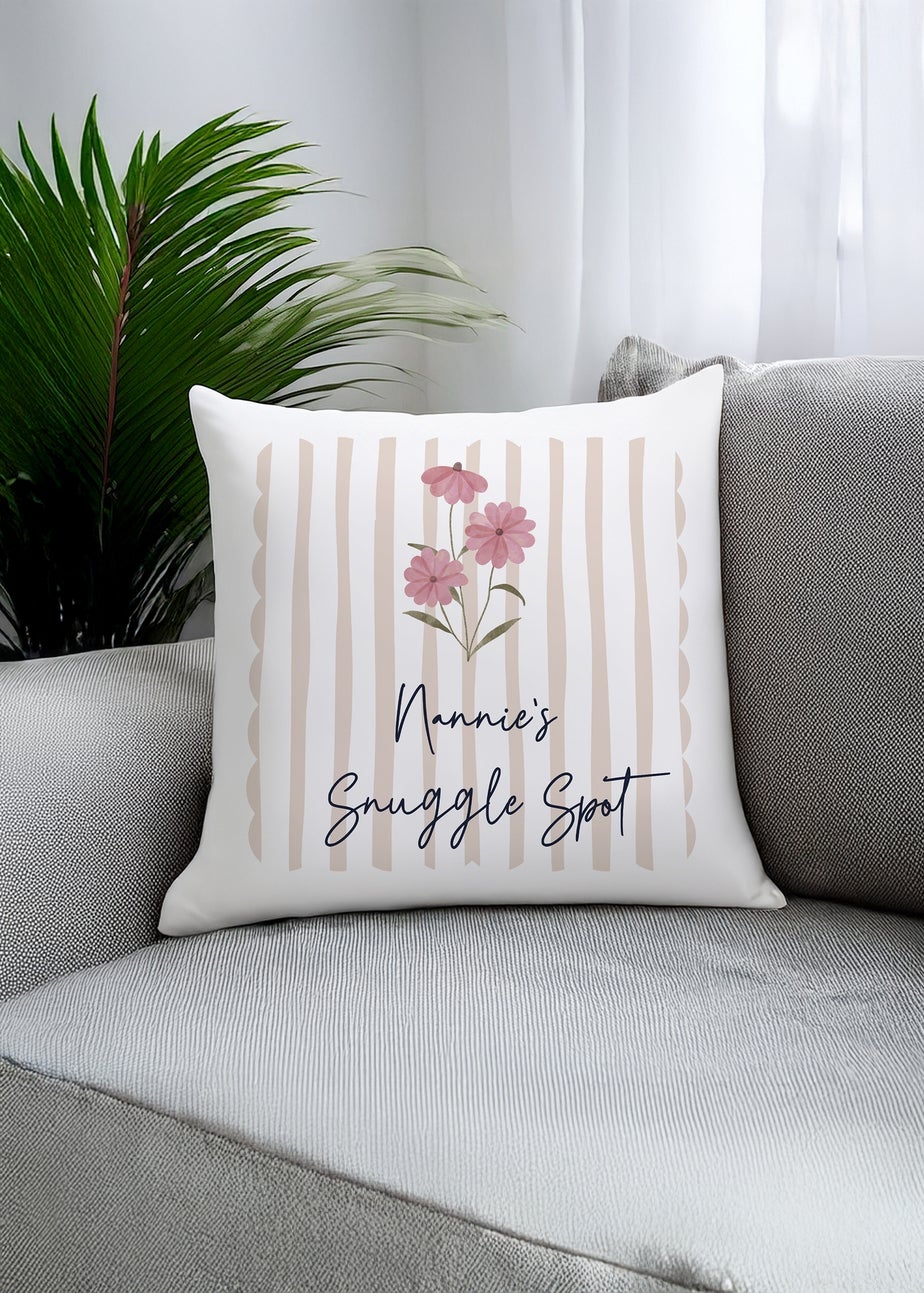 Personalised Memento Company Floral Stripe Cushion