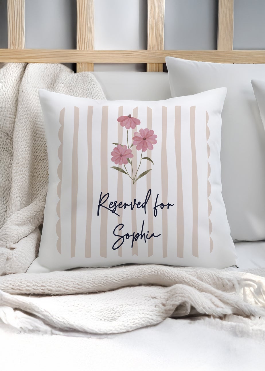 Personalised Memento Company Floral Stripe Cushion