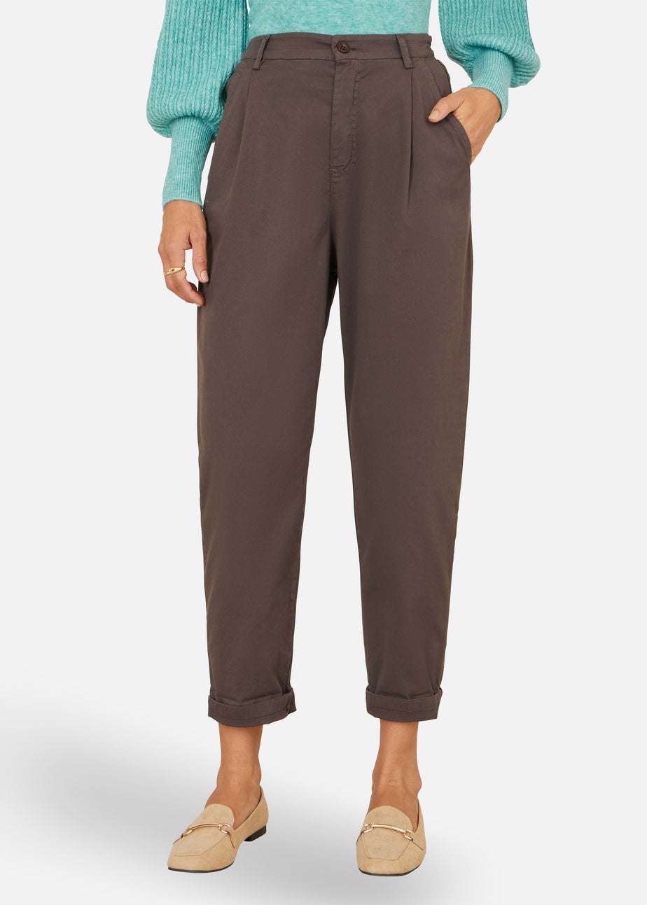 Yumi Brown Cotton Canvas Chino Trousers