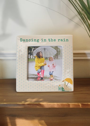 Personalised Memento Company Puddle Duck Ceramic 4x4 Frame Cream