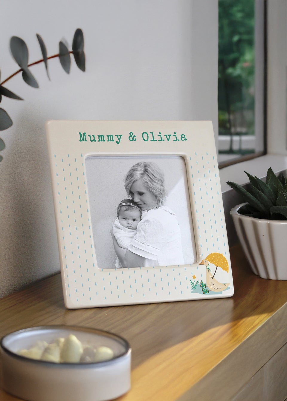 Personalised Memento Company Puddle Duck Ceramic 4x4 Frame Cream