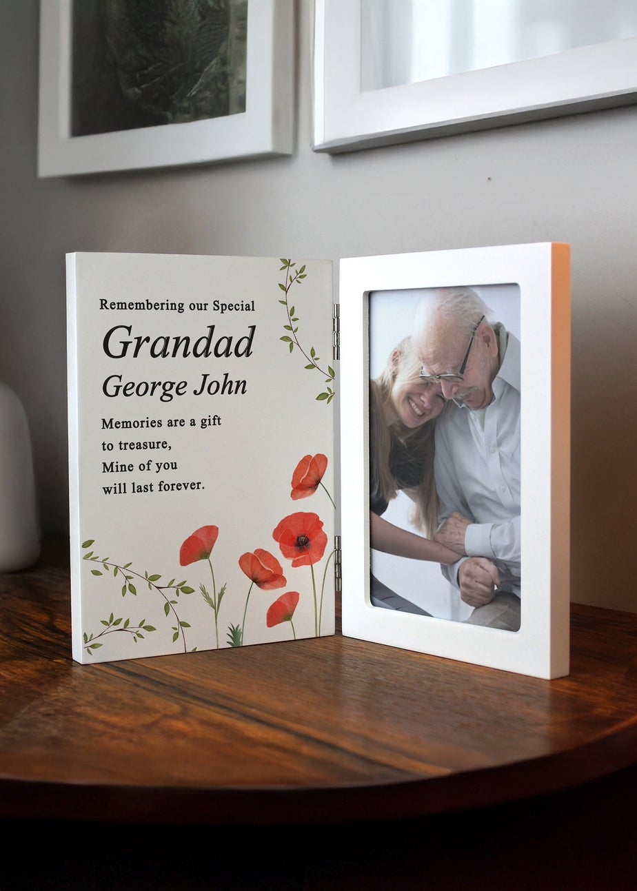 Personalised Memento Company Memorial Wooden Hinged 6x4 Photo Frame Cream