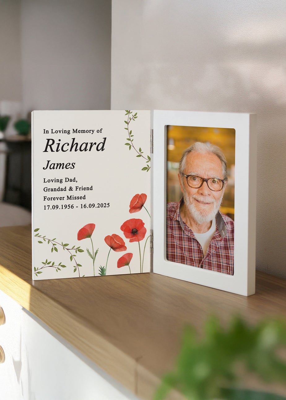 Personalised Memento Company Memorial Wooden Hinged 6x4 Photo Frame Cream