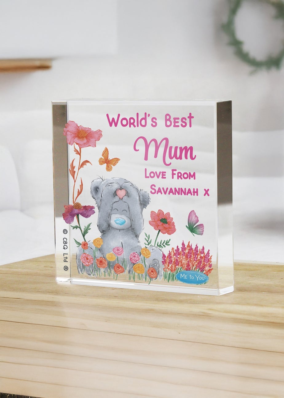 Personalised Memento Company Me to You Flowery Glass Ornament Clear