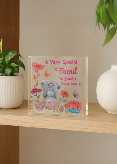 Personalised Memento Company Me to You Flowery Glass Ornament Clear