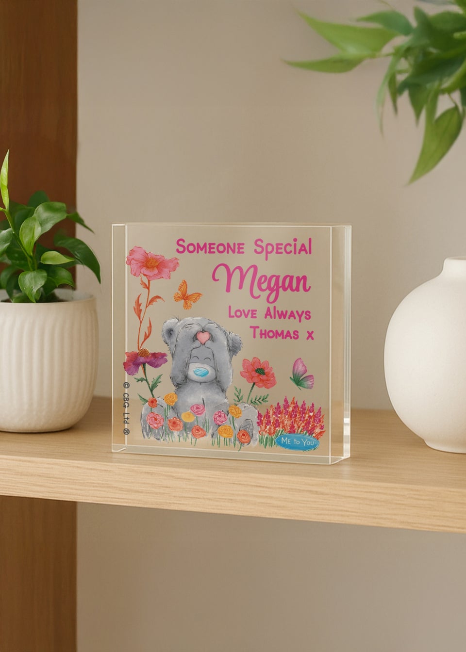 Personalised Memento Company Me to You Flowery Glass Ornament Clear