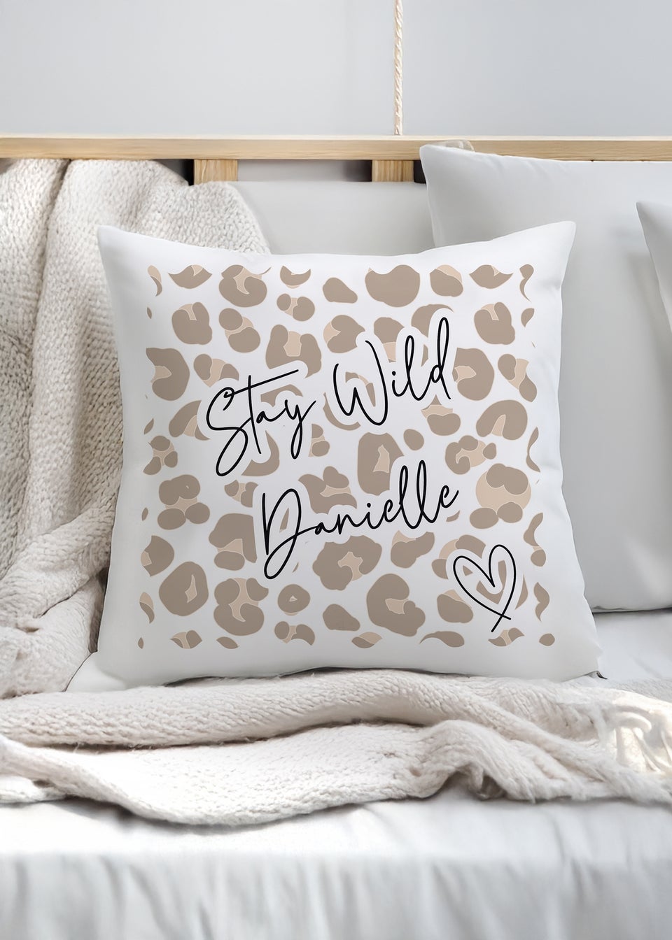 Personalised Memento Company Leopard Print Cushion White