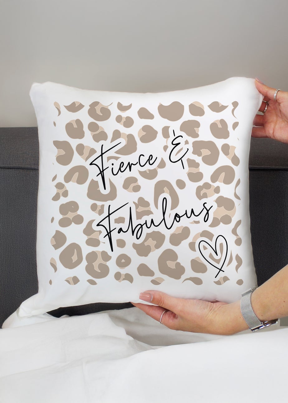 Personalised Memento Company Leopard Print Cushion White