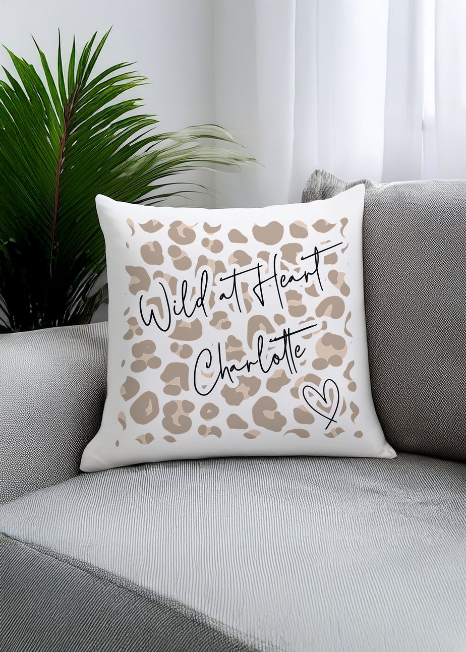 Personalised Memento Company Leopard Print Cushion White