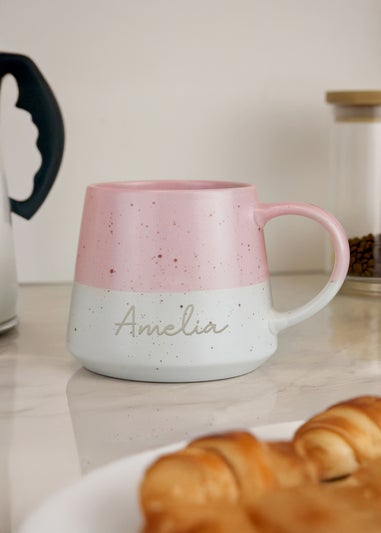 Personalised Memento Company Name Pink Speckled Ceramic Mug
