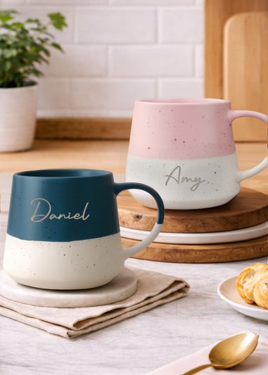 Personalised Memento Company Name Pink Speckled Ceramic Mug