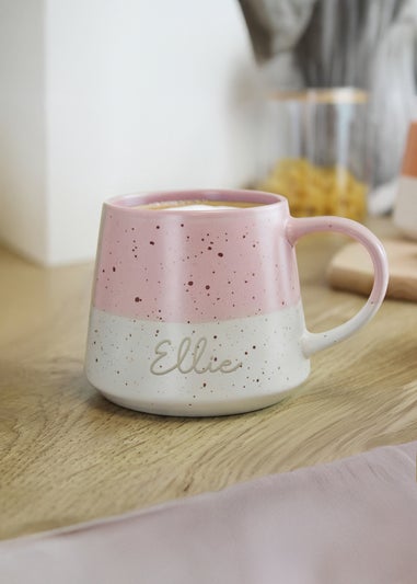 Personalised Memento Company Name Pink Speckled Ceramic Mug