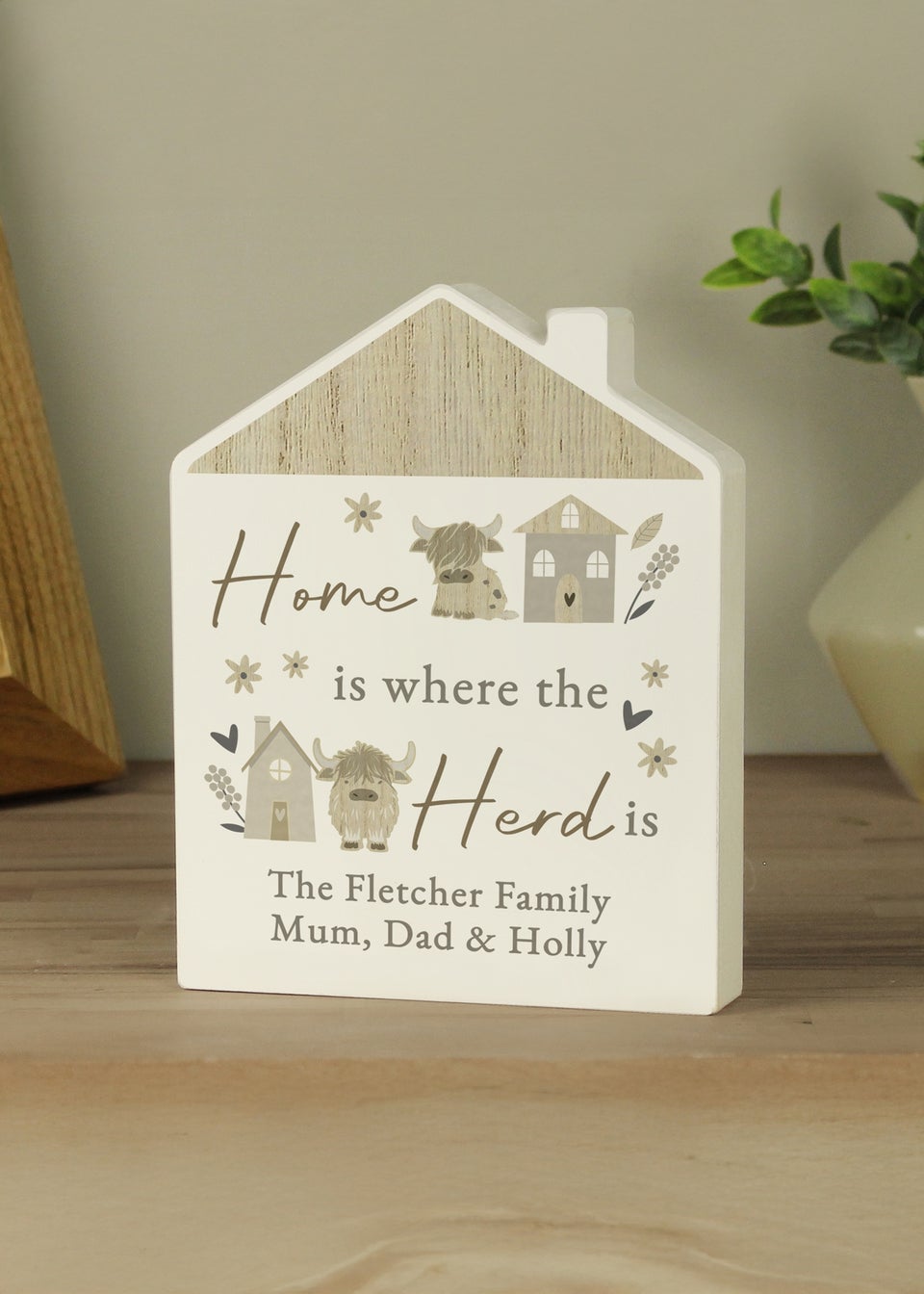 Personalised Memento Company Highland Cow House Ornament White