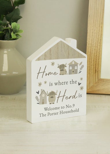 Personalised Memento Company Highland Cow House Ornament White